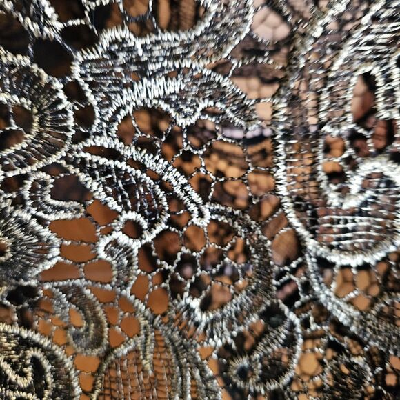 SANS SOUCI BLACK & GOLD FLORAL EMBROIDERED LACE-UP SLEEVELESS DRESS SIZE L - Picture 5 of 9